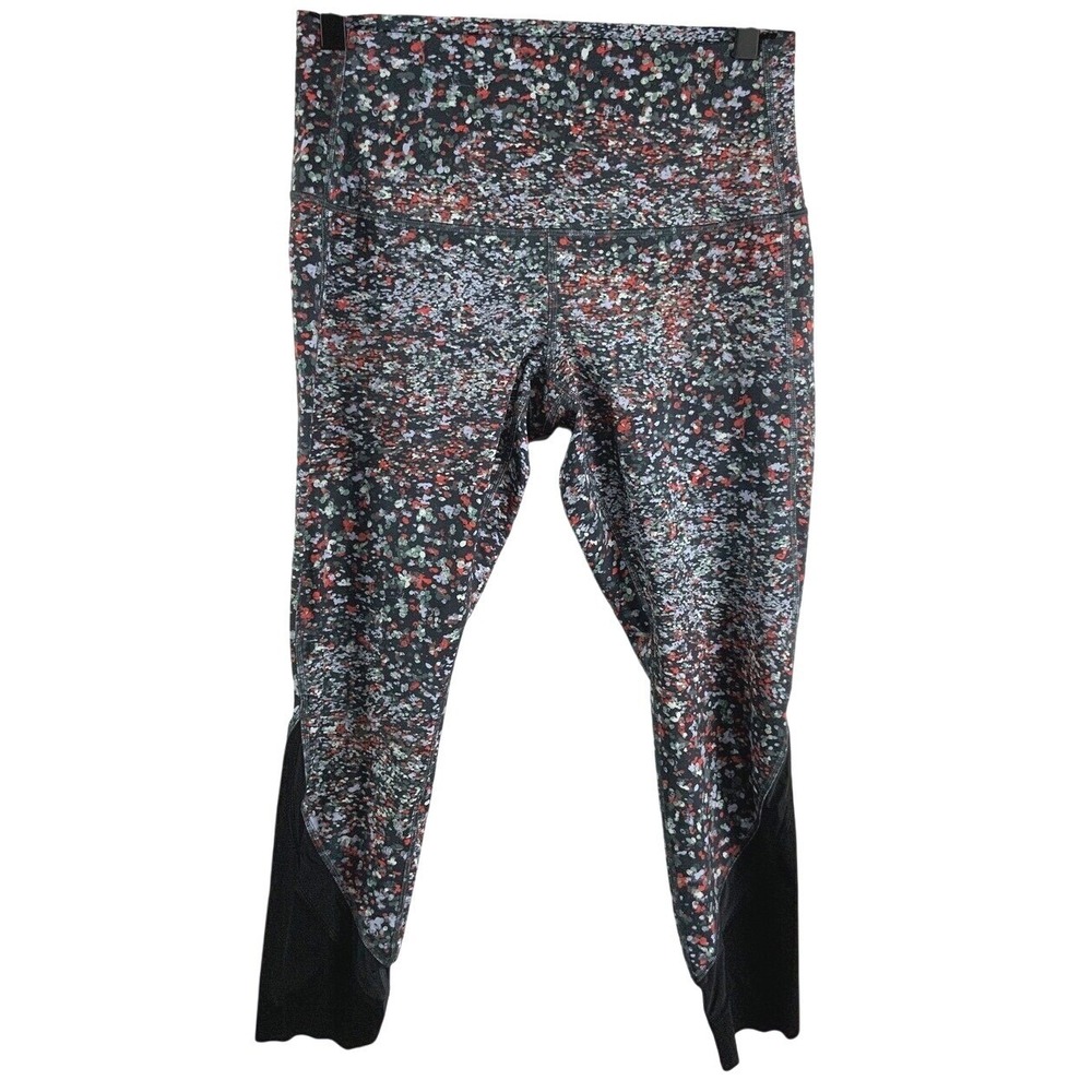 Lululemon Womens Wunder Under High Rise Crop Scallop Leggings 10 Multicolor